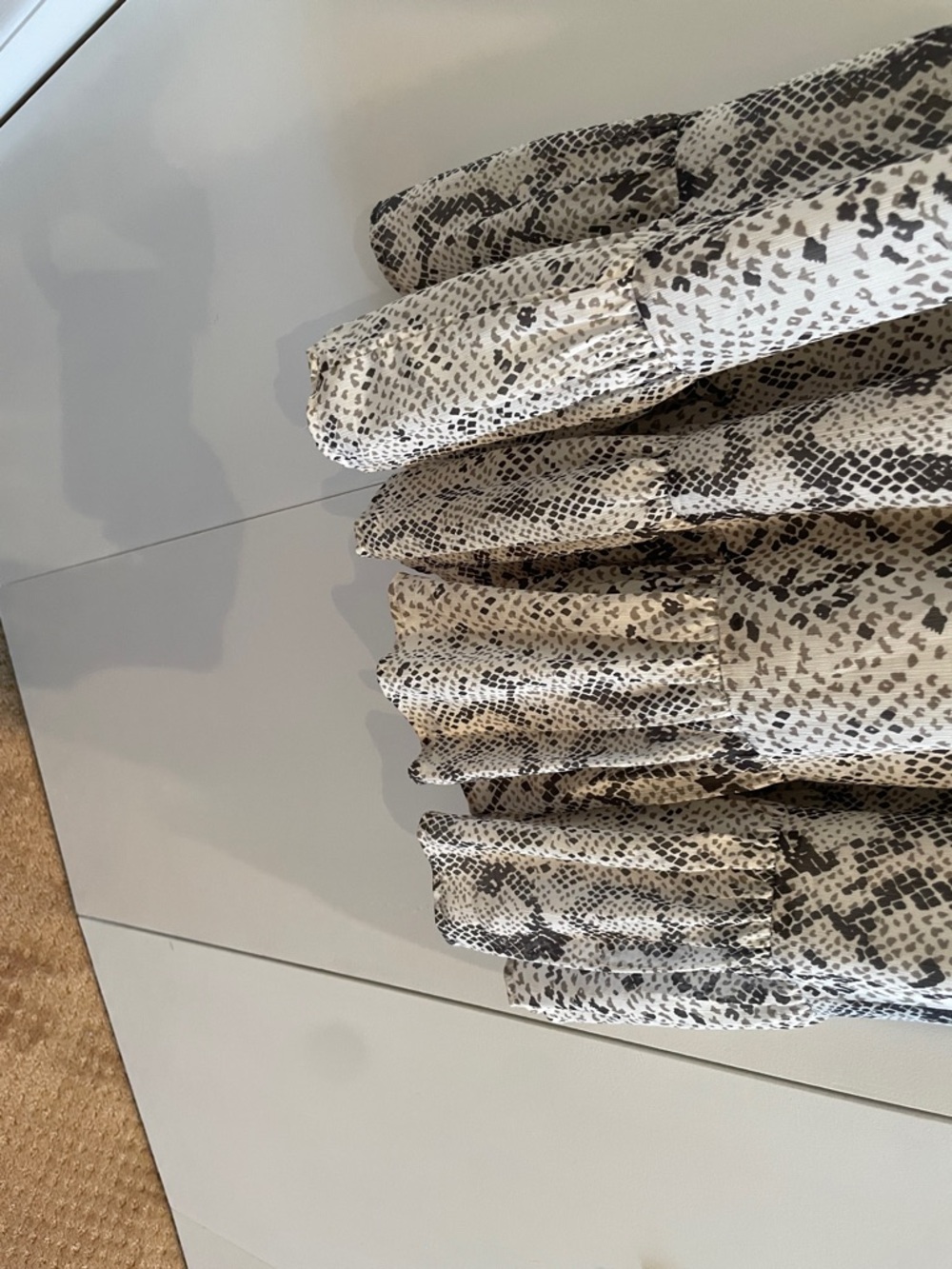 J. Crew Snake-Print Tiered Midi Dress in White and Gray - Picture 4 of 6